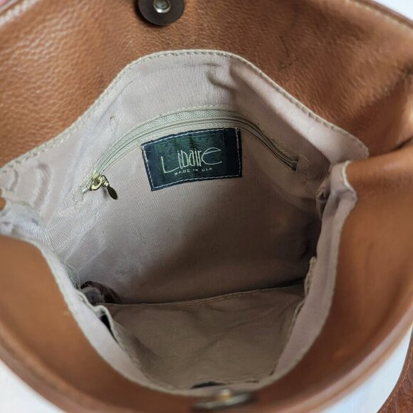 Vintage Libaire Brown Pebbled Leather Crossbody Purse - Picture 5 of 8